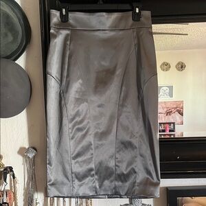 Dolce & Gabbana Silver Stretchy Satin Pencil Skirt